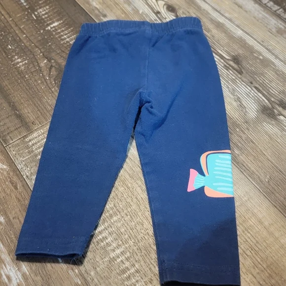Navy Blue Baby Leggings with Fish Print - Picture 4 of 4